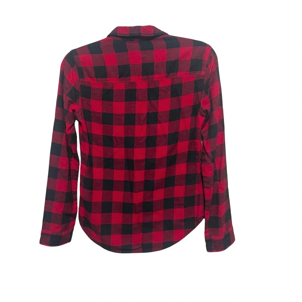 Hollister Womens XS Sleep Shirt Flannel Buffalo Plaid‎ Logo-Holiday Comfortcore